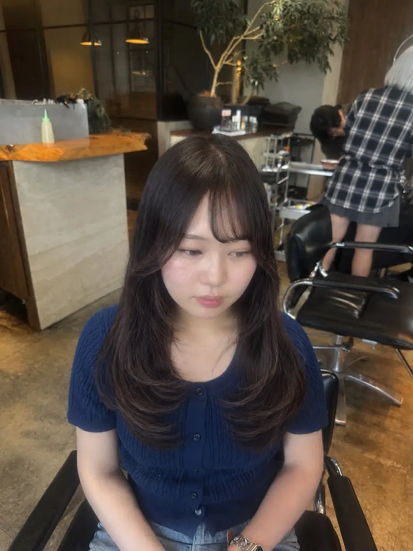 ロング カラー 似合わせカット カット ヘアカラー 渋谷/切りっぱなし レイヤー/ブリーチのヘアスタイル