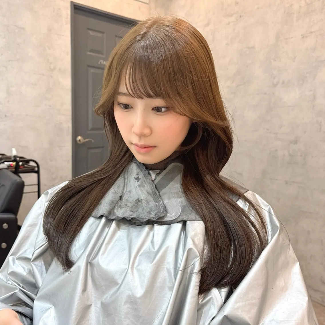 ロング 顔まわりレイヤー 顔周りカット レイヤーカット カット ヘアカラー 森 隆秀/韓国ヘアのヘアスタイル