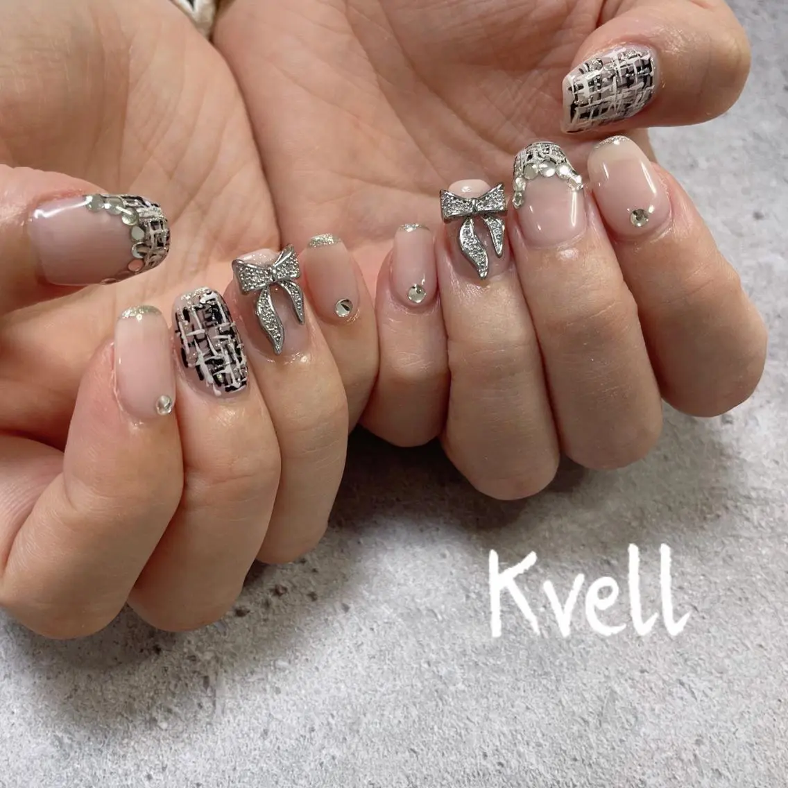 ネイル ツイードネイル ハンドネイル nailsalon Kvellのネイルデザイン