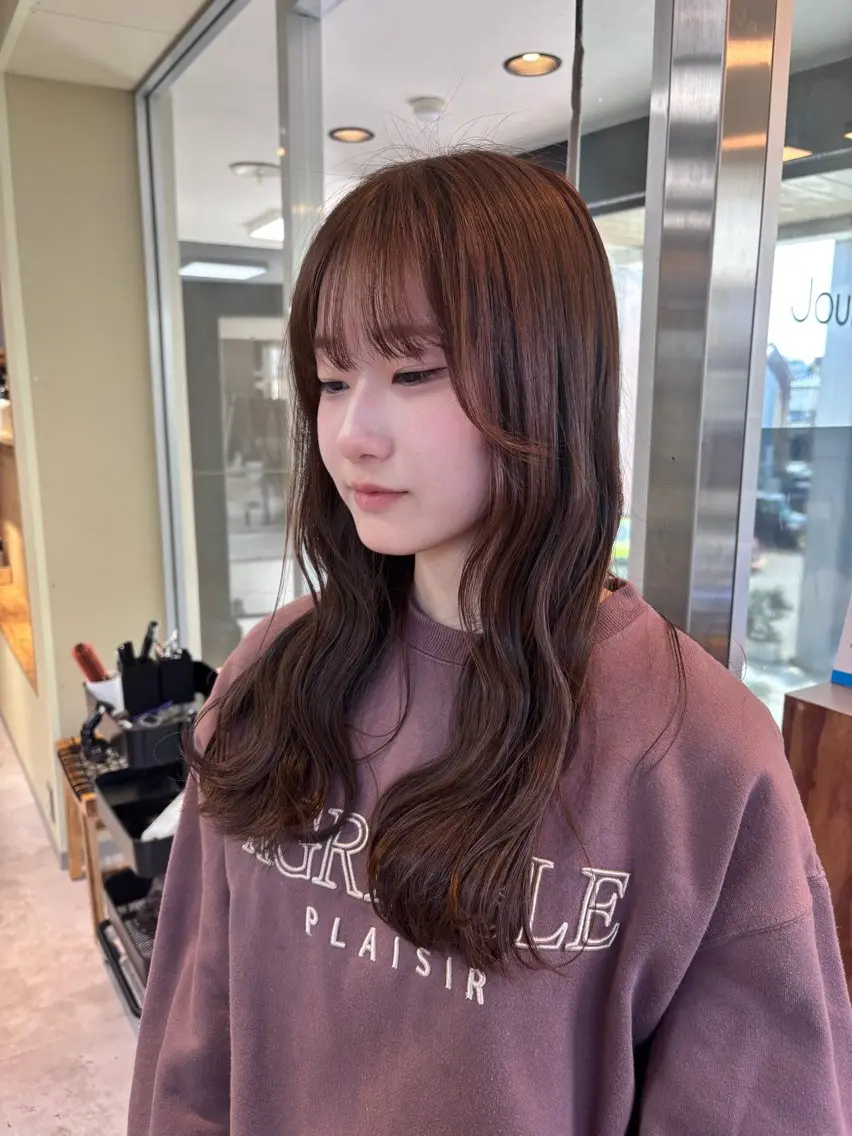 セミロング カット ヘアカラー 竹田 佳奈のヘアスタイル