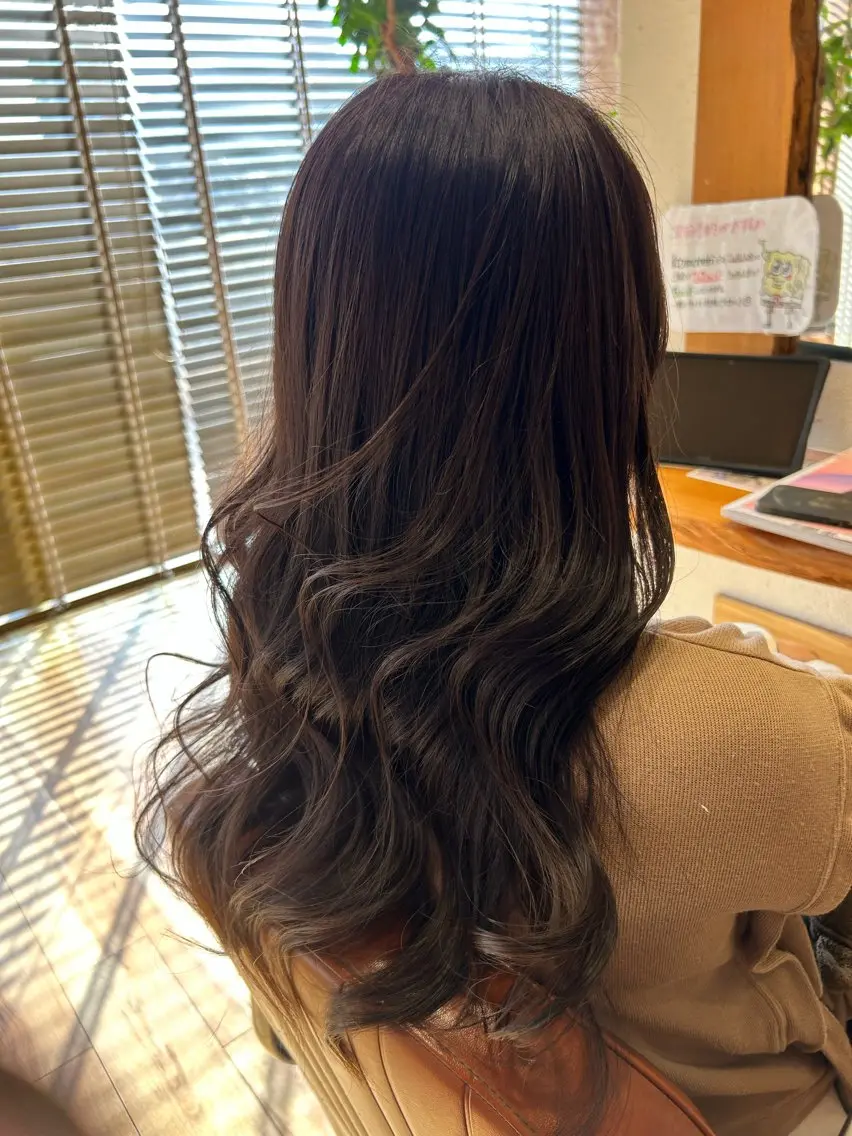 ロング カラー グレージュ ラベンダーカラー ラベンダーグレージュ ラベンダーグレー manami ♡のヘアスタイル