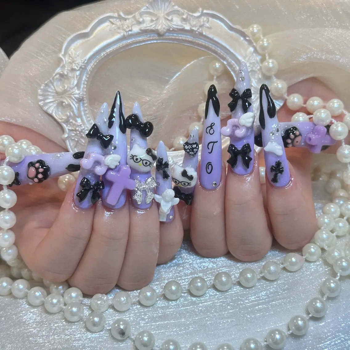 ネイル 韓国ネイル ロングネイル シンプルネイル スーパーロングネイル Luci Nail Shinokuboのネイルデザイン