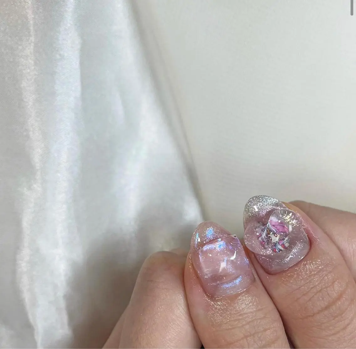 カラー ネイル ハート 𓂃🦢Aurora Swan🌙𓂃のネイルデザイン