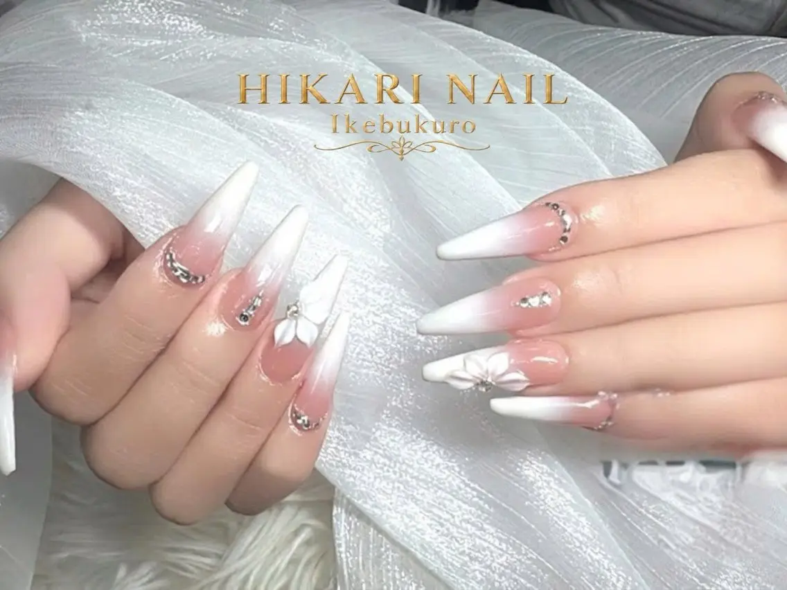 ネイル チークネイル 長さ出し フレンチネイル ガーリー ハロウィン ハンドネイル HikariNail Ikebukuroのネイルデザイン