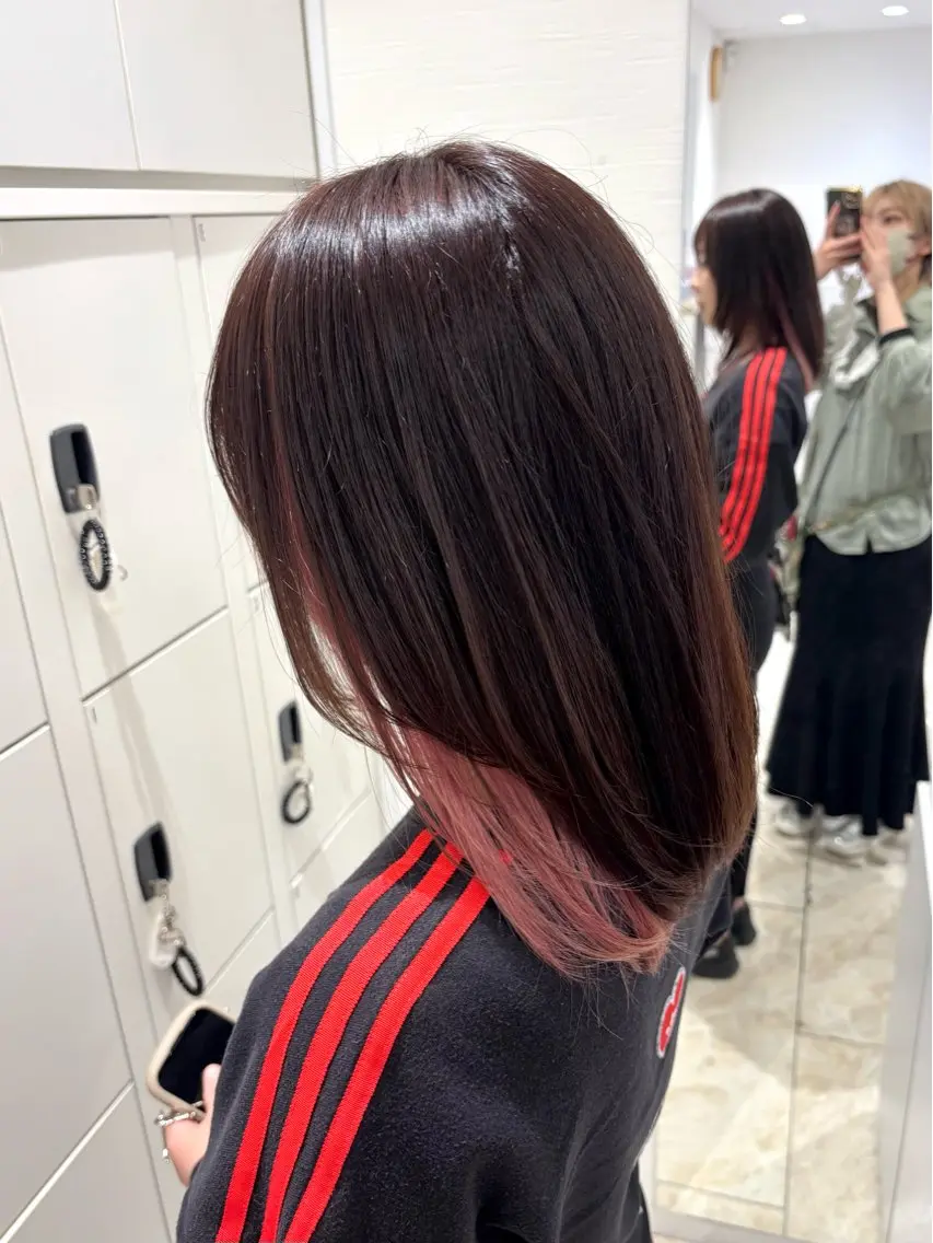 セミロング カラー ブリーチ ケアブリーチ ピンクカラー トリートメント ヘアカラー miho‪𓂃 ANNETTAのヘアスタイル