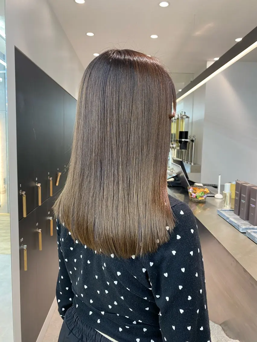 ロング カラー 髪質改善縮毛矯正 ボブレイヤーRINAのヘアスタイル
