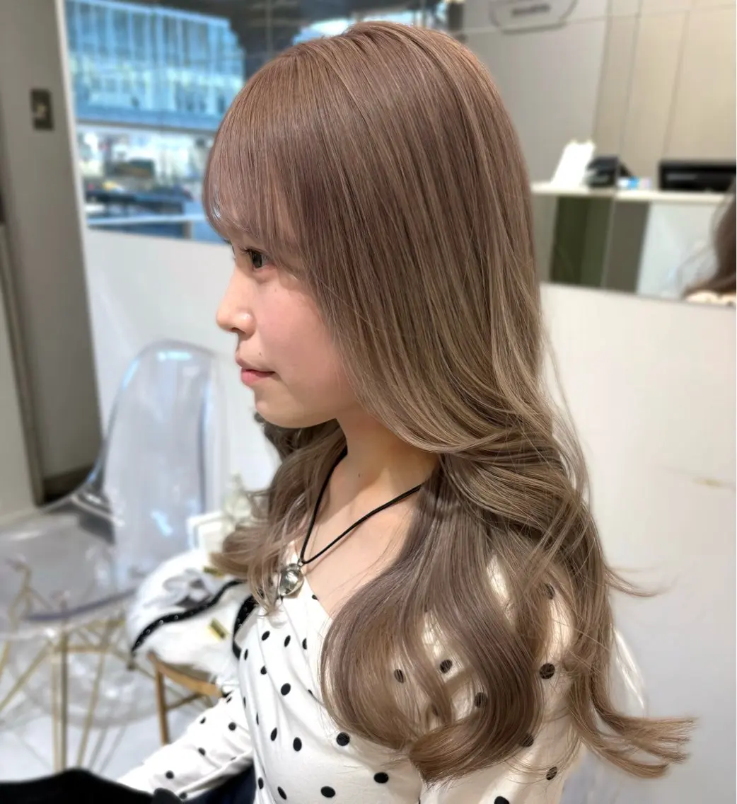 セミロング カラー グレージュ haruka /韓国レイヤーのヘアスタイル