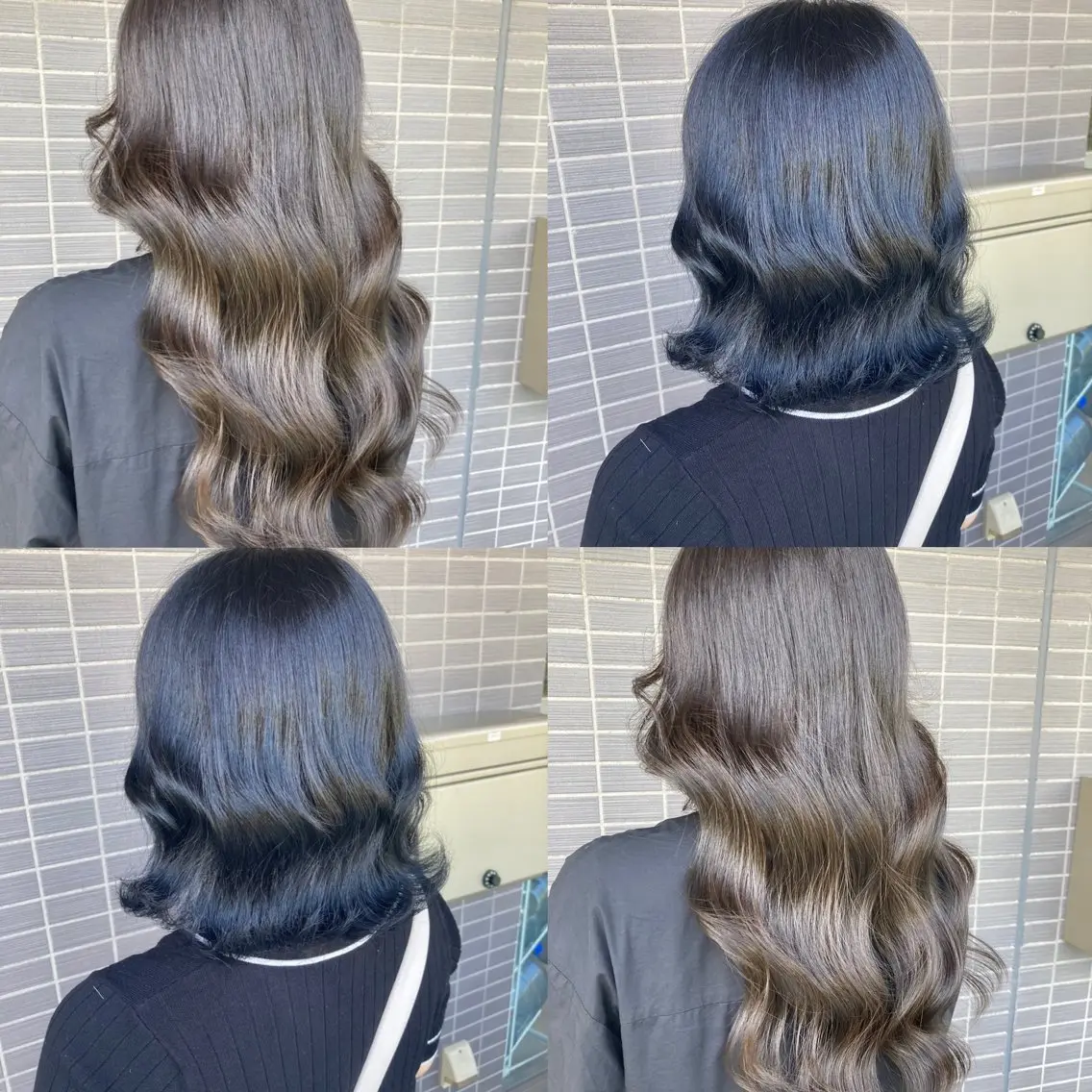 カラー ヘアアレンジ アッシュ アッシュグレー アッシュグレージュ 黒髪 ブルーカラー 平原 ミレイのヘアスタイル