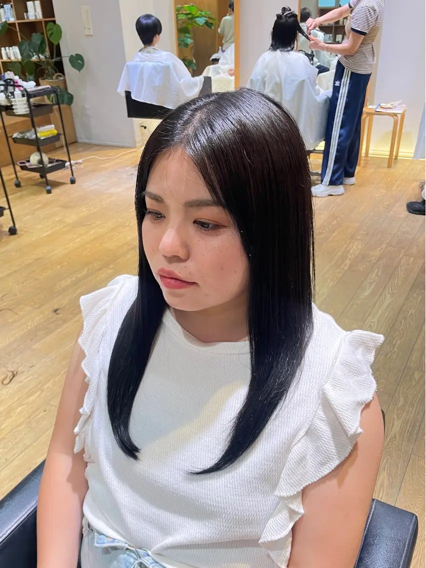 セミロング パーマ カット 縮毛矯正 トリートメント 縮毛矯正/レイヤー 🌙児玉光瑠のヘアスタイル