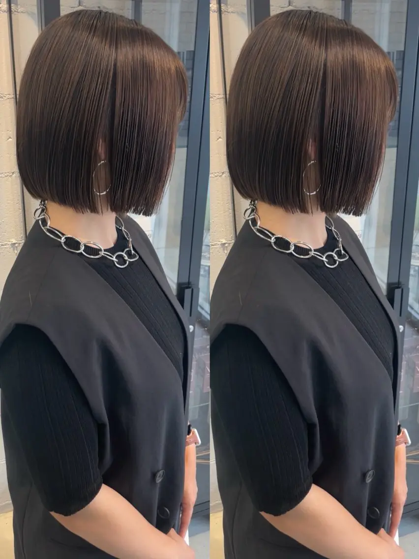 ショート ボブ カット 縮毛矯正 mua 鳳のヘアスタイル