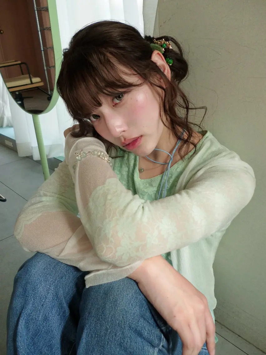 セミロング ヘアカラー miteゆい カラーモデル募集のヘアスタイル