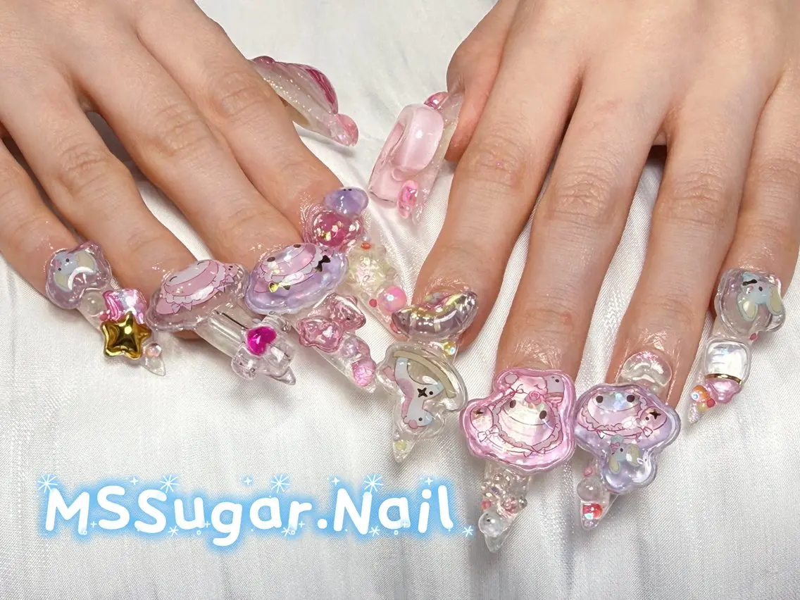ネイル ハロウィン ロングネイル マグネットネイル スカルプネイル ネイルチップ MSSugar Nailのネイルデザイン