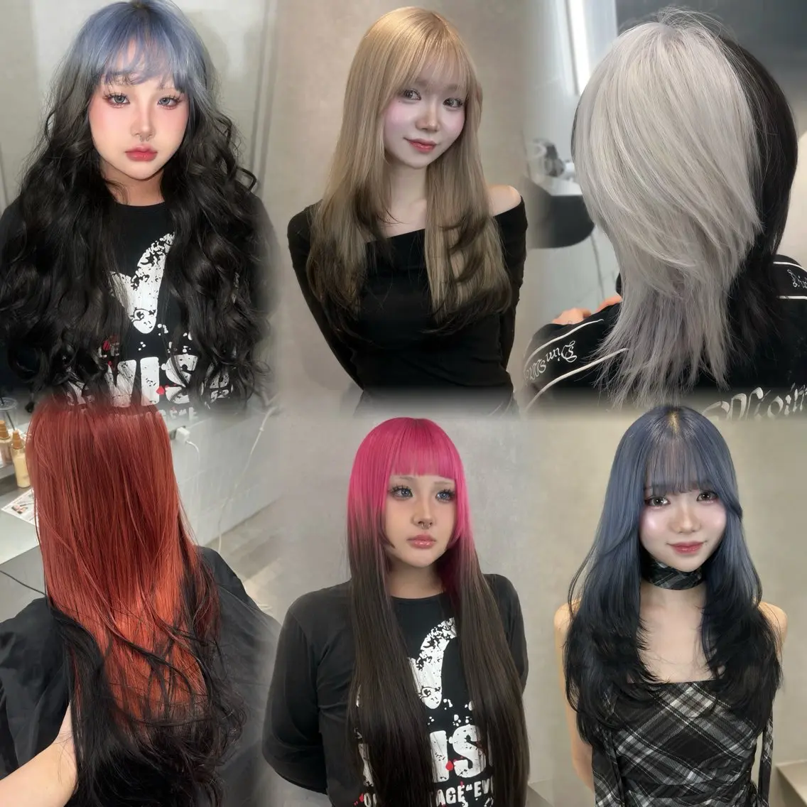ロング ヘアカラー ハイトーン デザインカラーのヘアスタイル