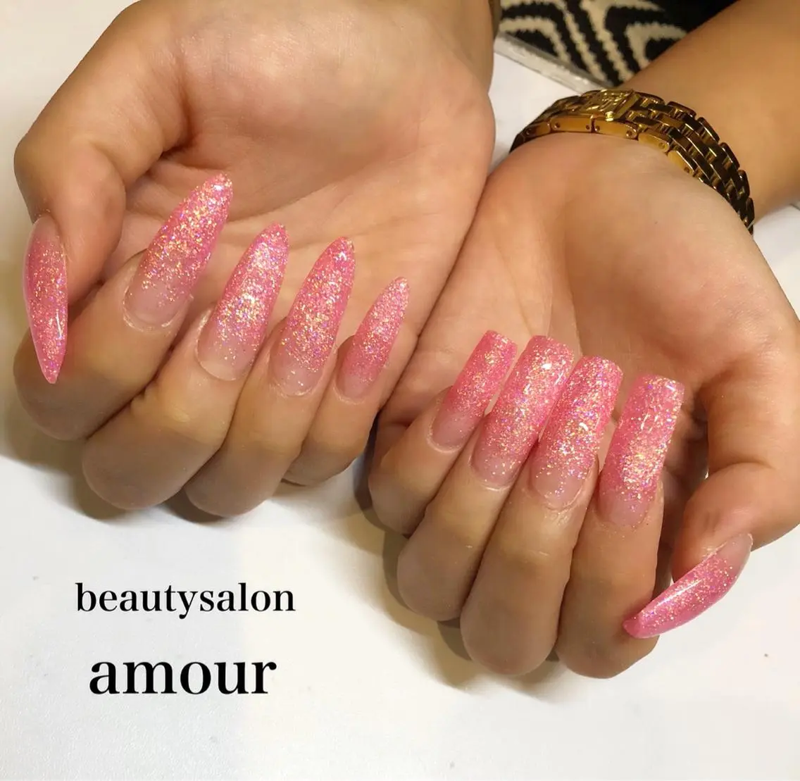 ネイル グラデーション ラメ(グリッター) ラメグラデーション スカルプネイル amour 平塚店のネイルデザイン
