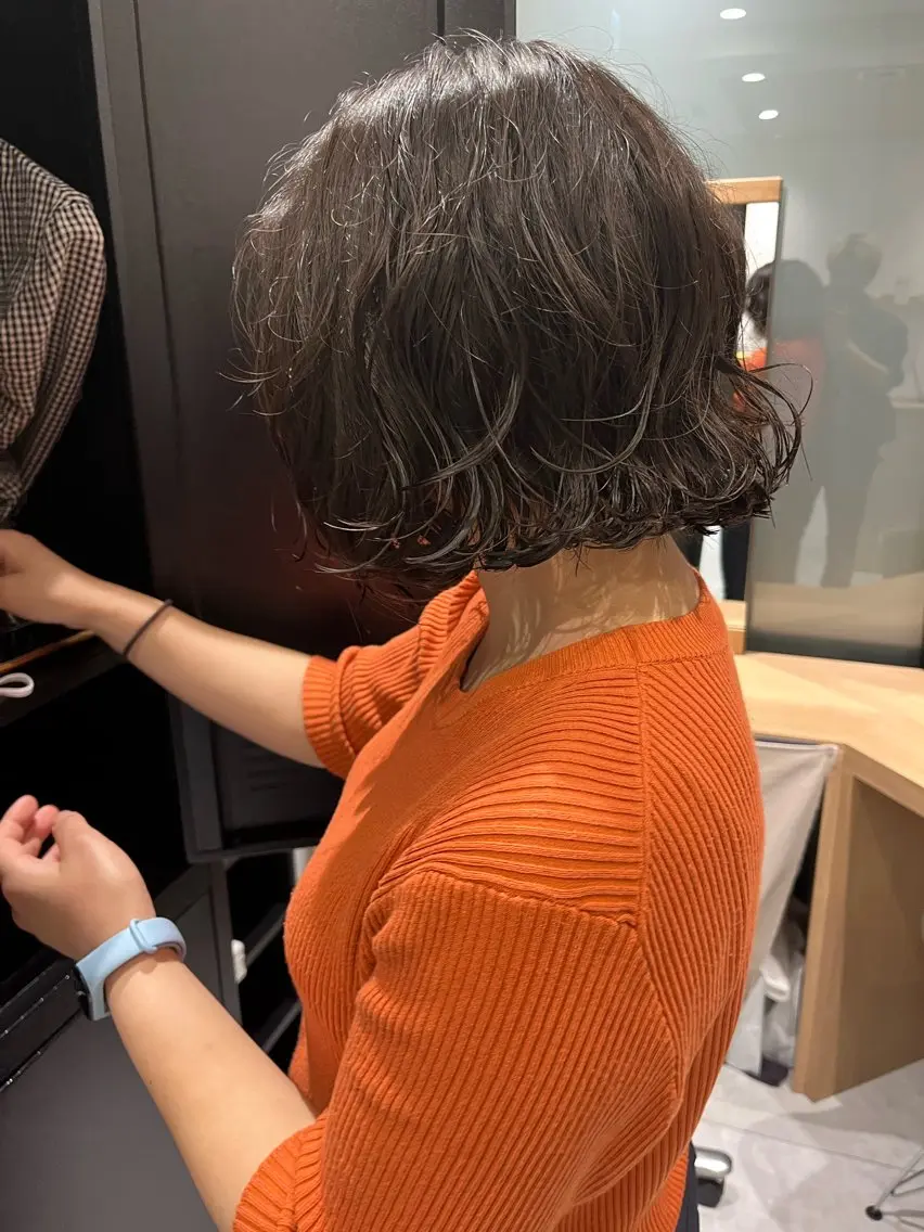 ミディアム パーマ ミディアムパーマ ボブ ニュアンスパーマ ブリーチ/縮毛矯正 ❤️‍🔥シンノスケのヘアスタイル