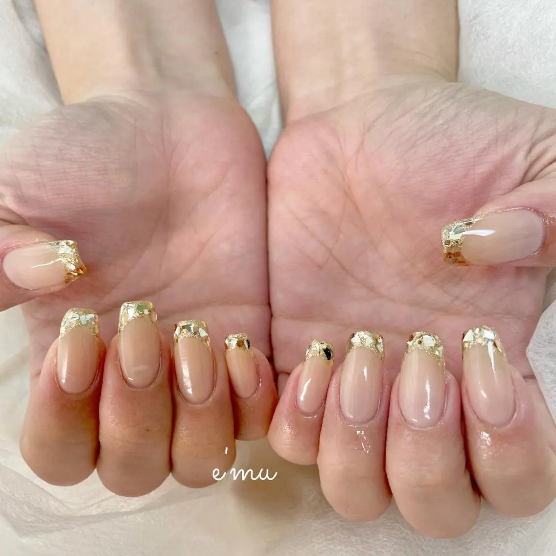 ネイル フレンチネイル ガラスフレンチ nail salon e'mu💐のネイルデザイン