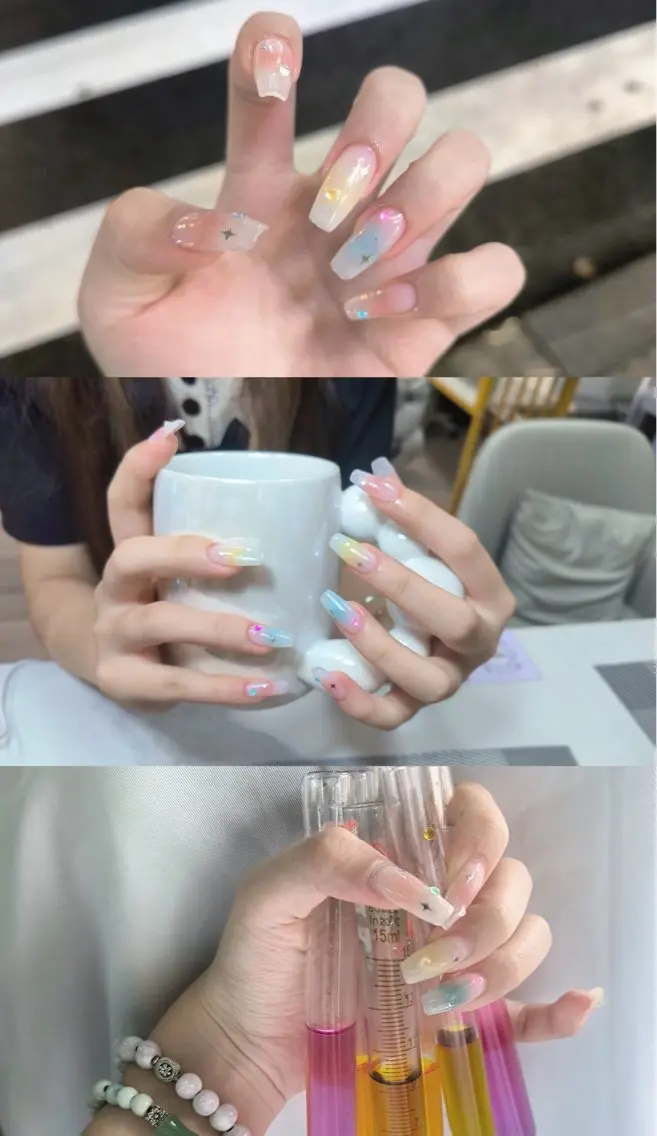 ネイル オーロラネイル チークネイル 長さ出し フレンチネイル ジェルネイル Sun Nail linaのネイルデザイン