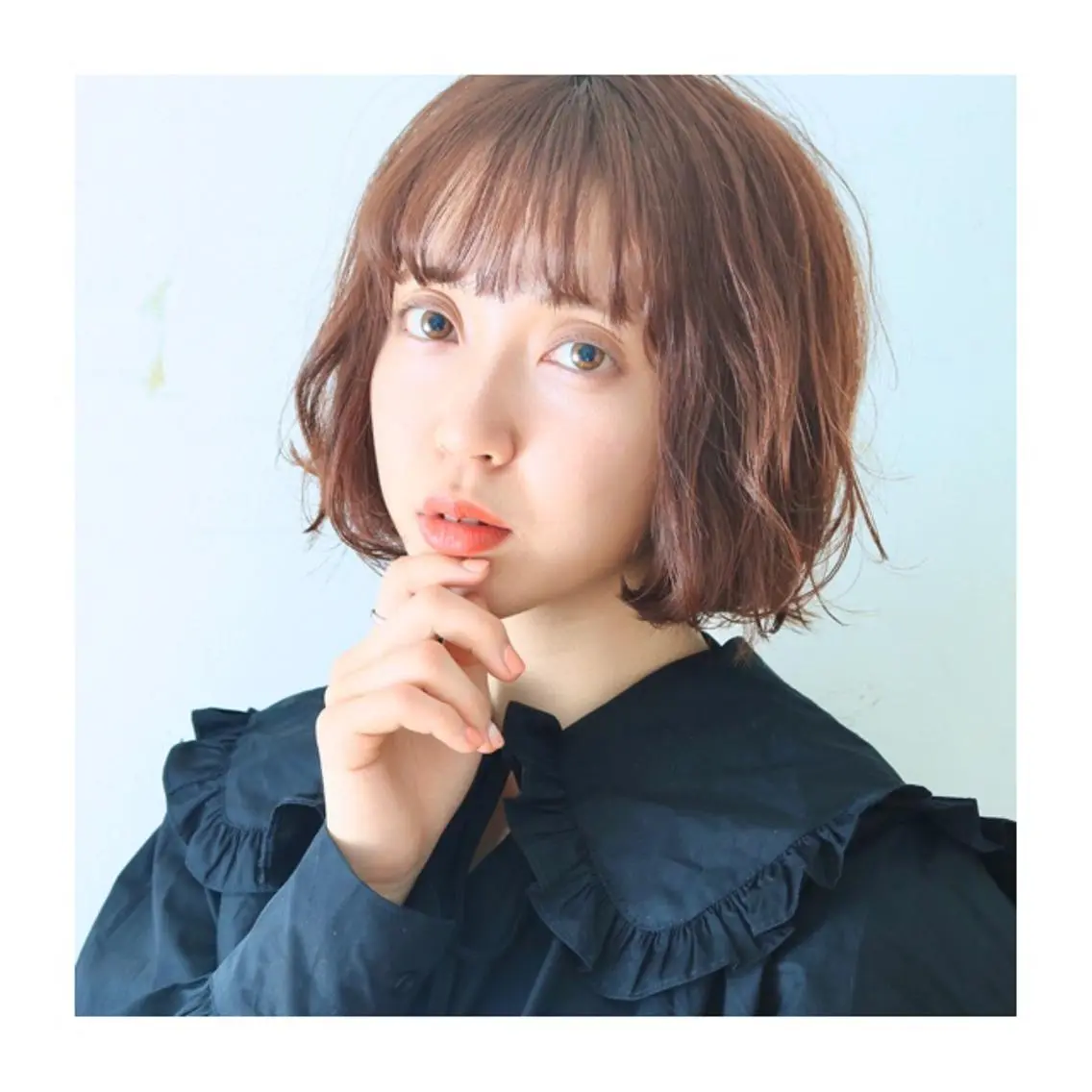 ミディアム カラー パーマ ヘアアレンジ ゆさこのか ダブルカラー／縮毛のヘアスタイル