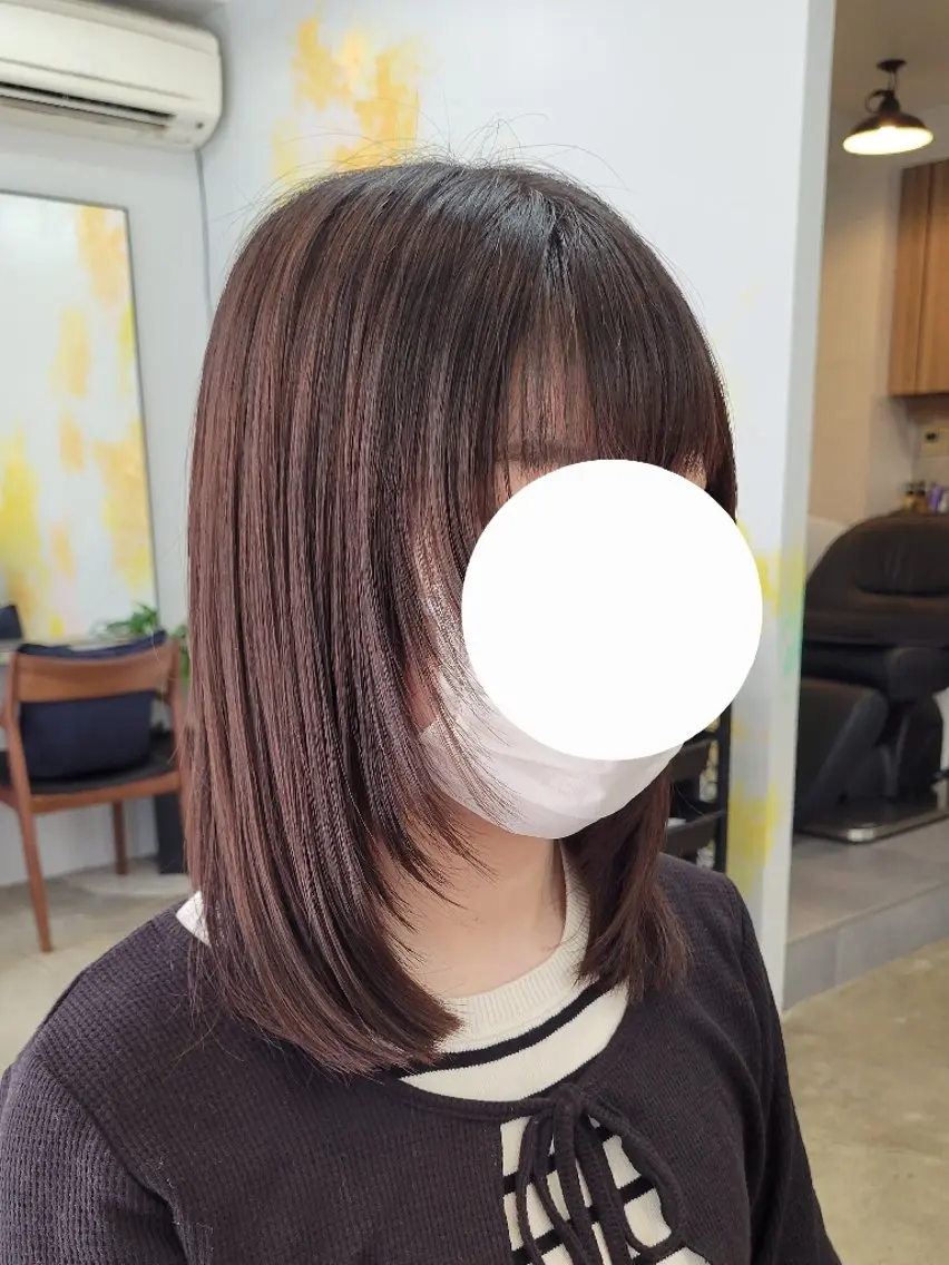 ミディアム 顔まわりレイヤー レイヤーカット カット 野村 果音(カノン)のヘアスタイル