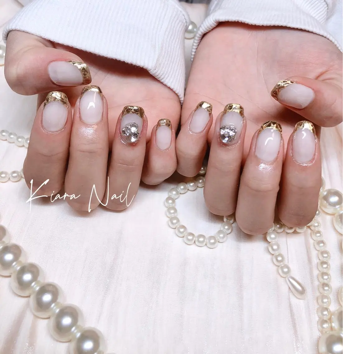 ネイル フレンチネイル ガラスフレンチ 🍭Kiara Nail🍭のネイルデザイン