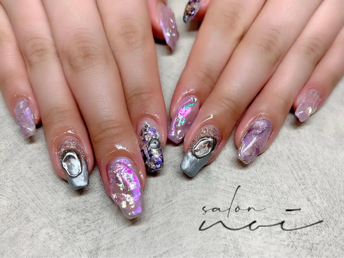 ネイル パープル ハンドネイル salon noiのネイルデザイン