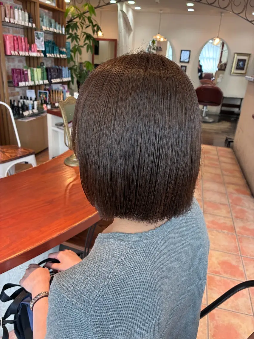 ミディアム カット ヘアカラー トリートメント 南草津/ボブ/ 髪質改善/桂琴美のヘアスタイル