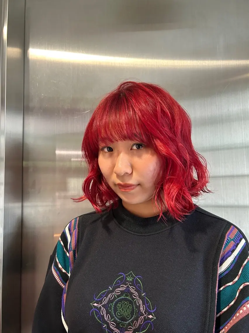 ミディアム ヘアカラー ayano/パーマ/ 暖色カラーのヘアスタイル