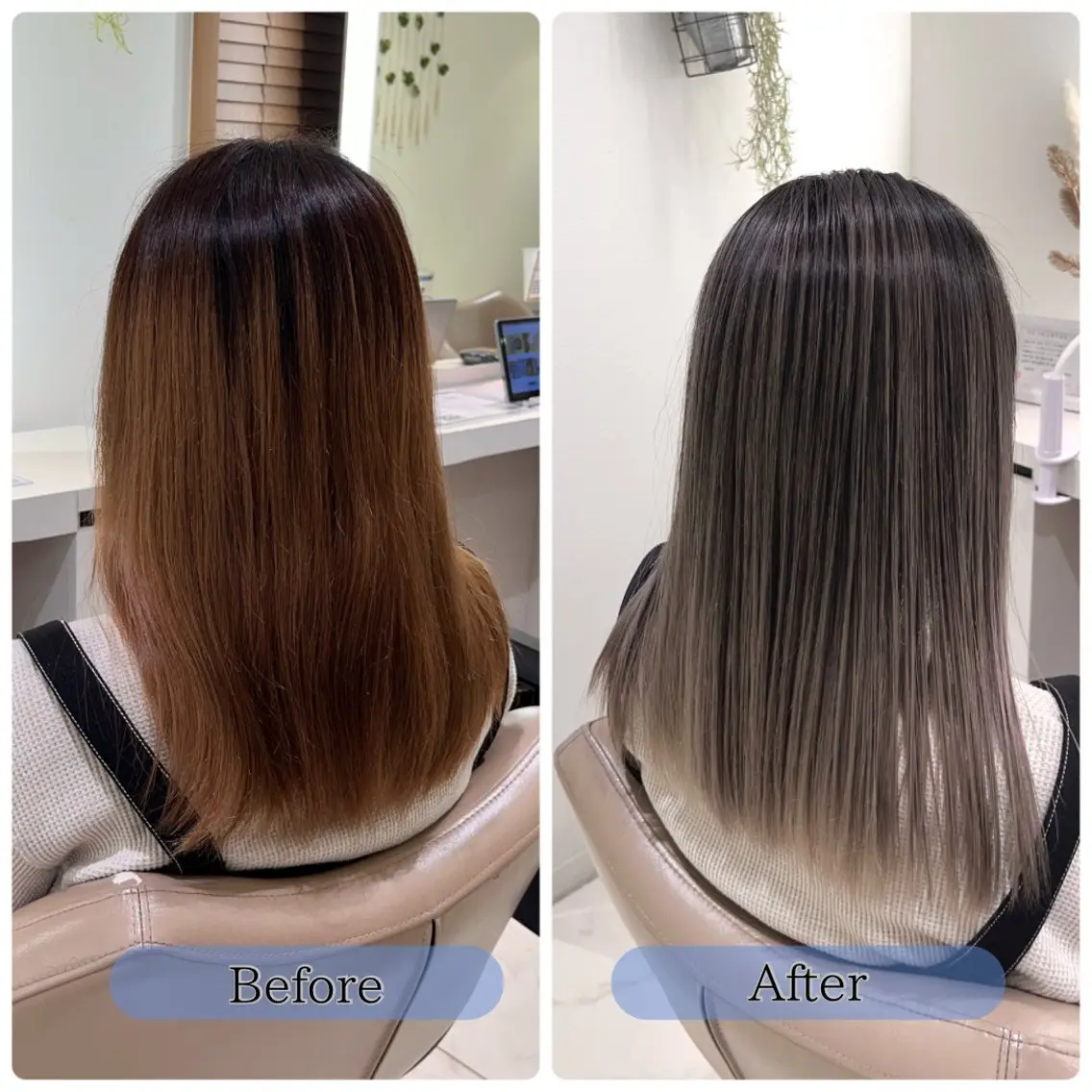 セミロング カラー バレイヤージュ ベージュカラー グレージュ ハイライトカラー ミルクティーベージュ ヘアカラー トリートメント 大宮/バレイヤージュ 髪質改善/澤田隆誠のヘアスタイル