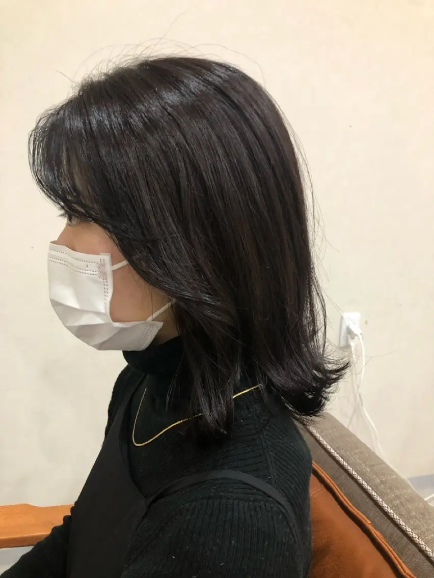 ミディアム カラー ボブ 韓国風ヘア 外ハネヘア 佐々木 政徳のヘアスタイル