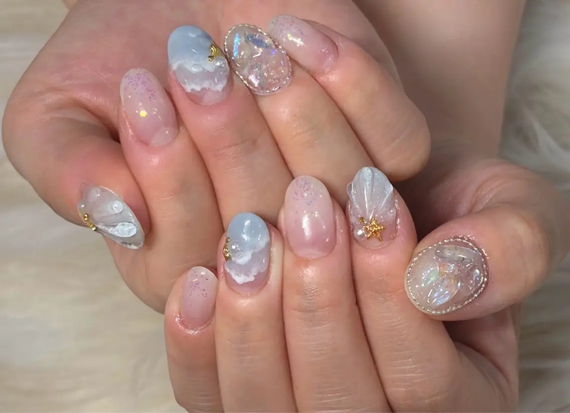 ネイル フラッシュネイル フラワーネイル ジェルネイル グラデーション 韓国ネイル ハンドネイル Nail&eye Belire 新宿のネイルデザイン