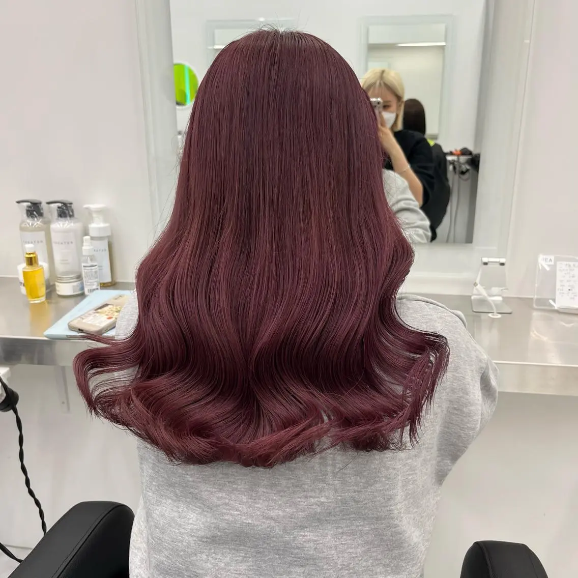 ロング ヘアカラー トリートメント ヘッドスパ 🍒韓国暖色ヘア NO.1🍒🪽のヘアスタイル