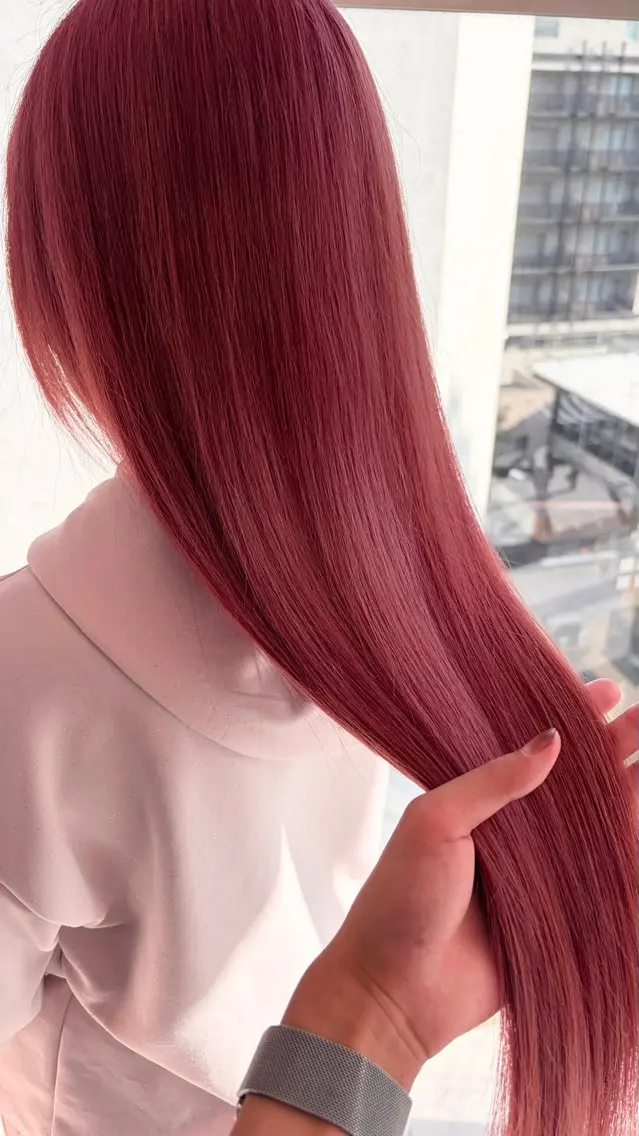 ロング カラー ピンクカラー ローズカラー ヘアカラー トリートメント ヘアセット レイン🌏🍀 透明感/ハイトーンのヘアスタイル