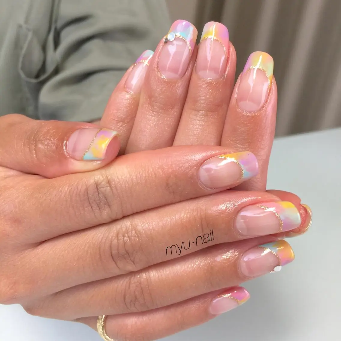 ネイル アートネイル フレンチネイル 大理石ネイル(マーブル) ホームサロン myu-nailのネイルデザイン