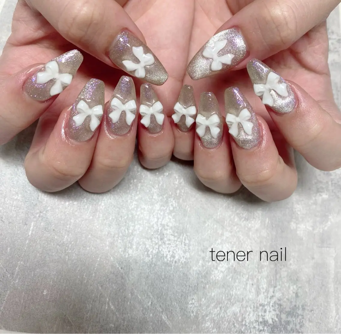 ネイル リボン ハンドネイル テネルネイル tener nailのネイルデザイン
