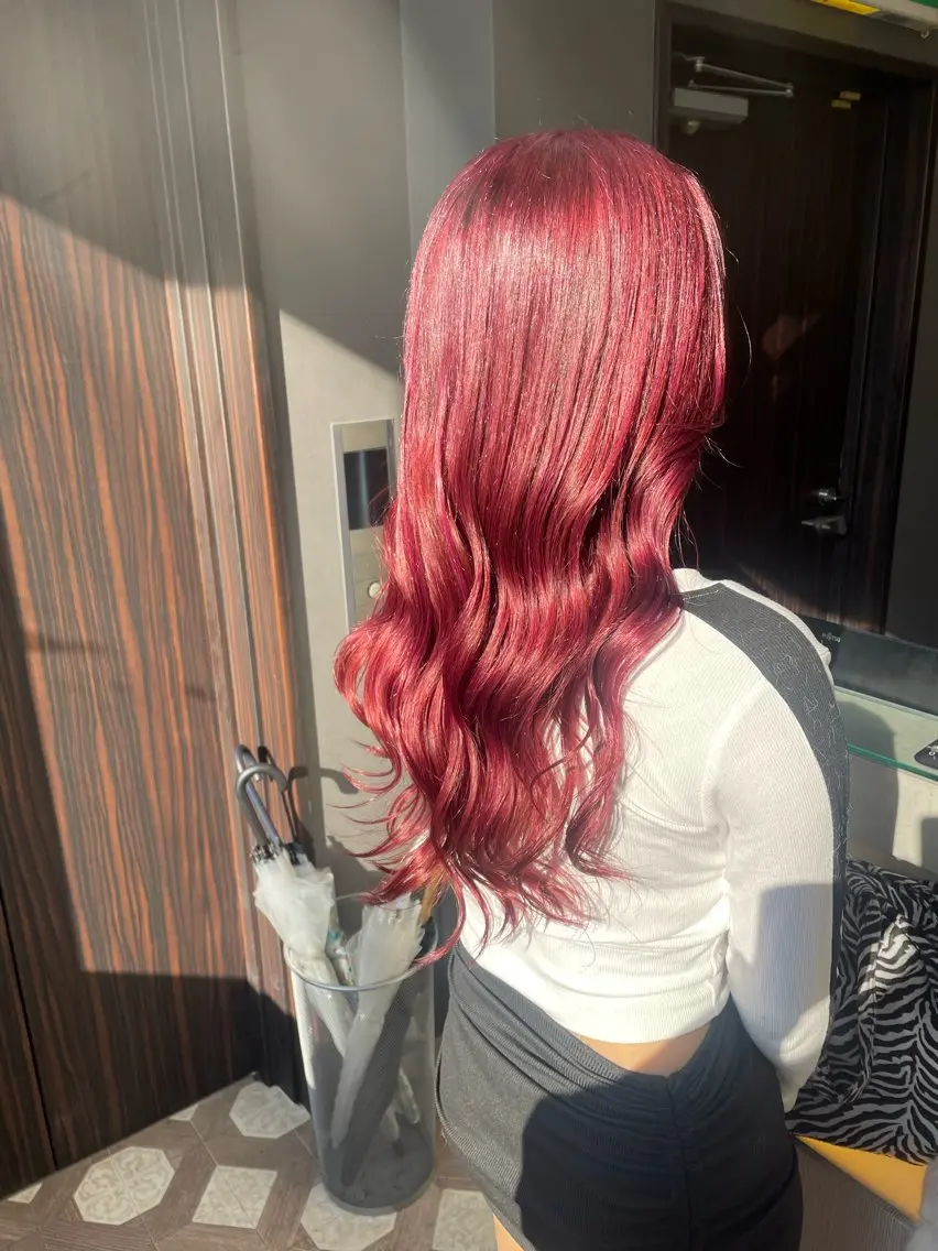 ロング ヘアカラー トリートメント ブリーチなしWカラー ヘアセット菜希のヘアスタイル