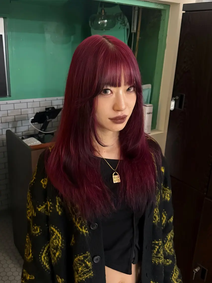 カラー ブリーチ ケアブリーチ デザインカラー ハイトーンカラー レッドカラー lin.ブリーチ デザインカラーのヘアスタイル