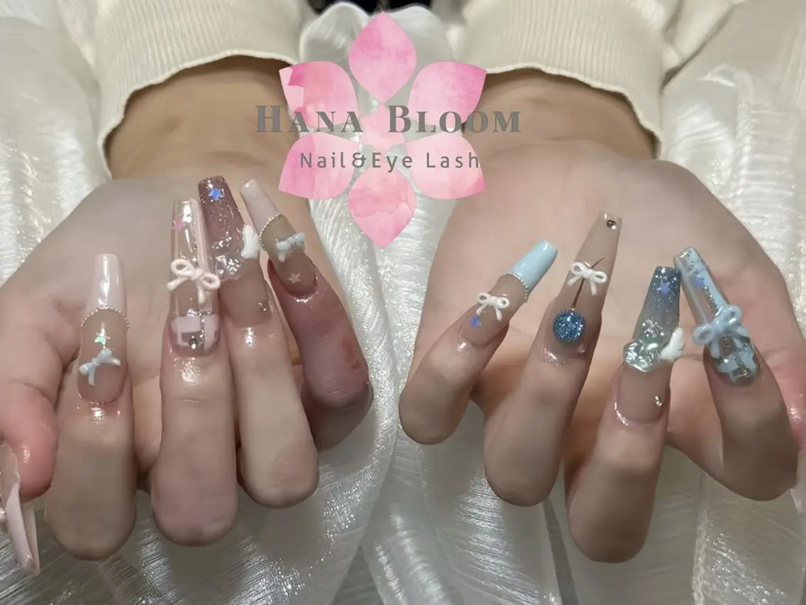 ネイル 長さ出し フレンチネイル ジェルネイル キラキラネイル 韓国ネイル ハンドネイル ハンドケア Hana Bloom Nail💗YUIのネイルデザイン