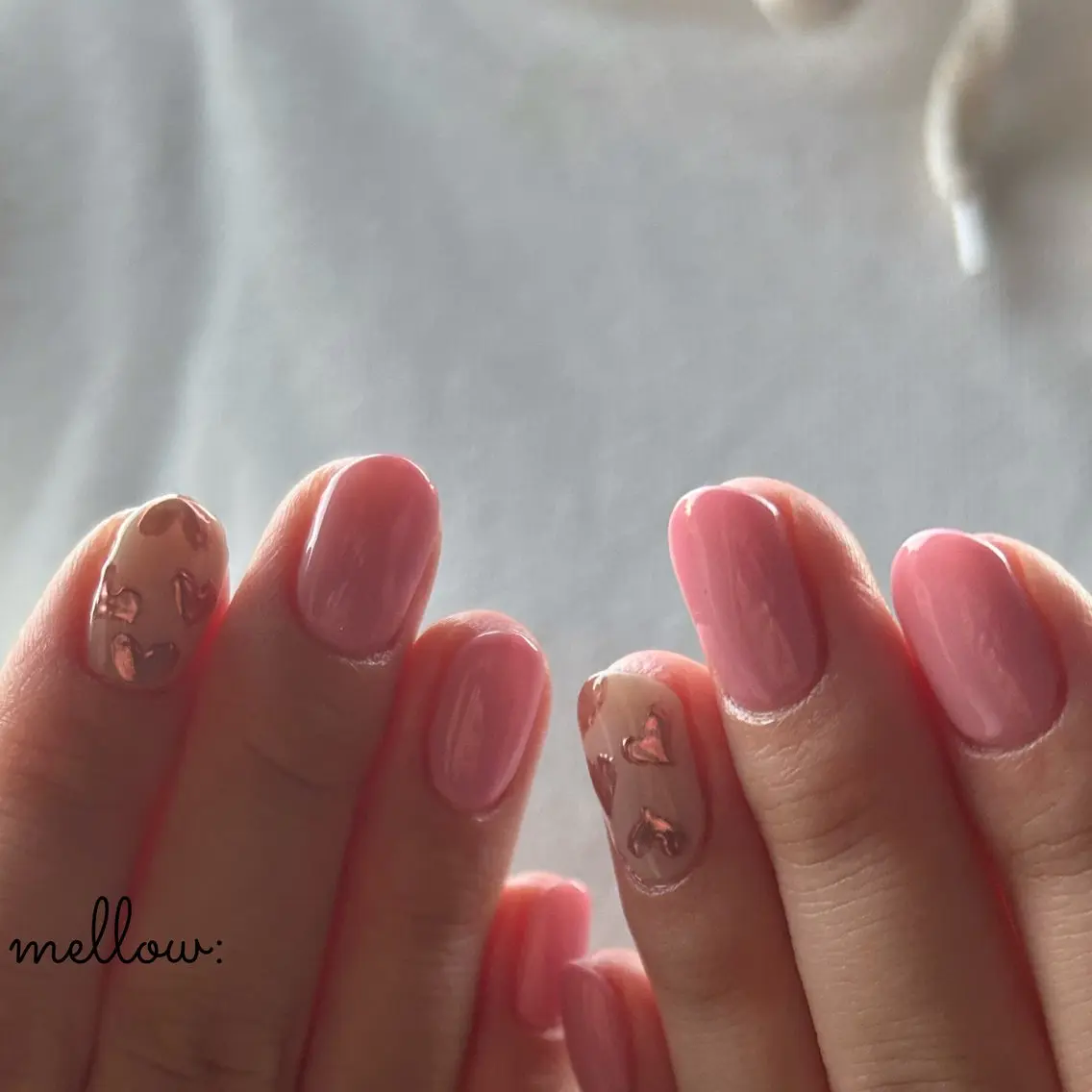 ネイル アートネイル ワンカラーネイル mellow:ｸﾙﾐ ﹡˖˟༝🎀˖˟ ༝のネイルデザイン