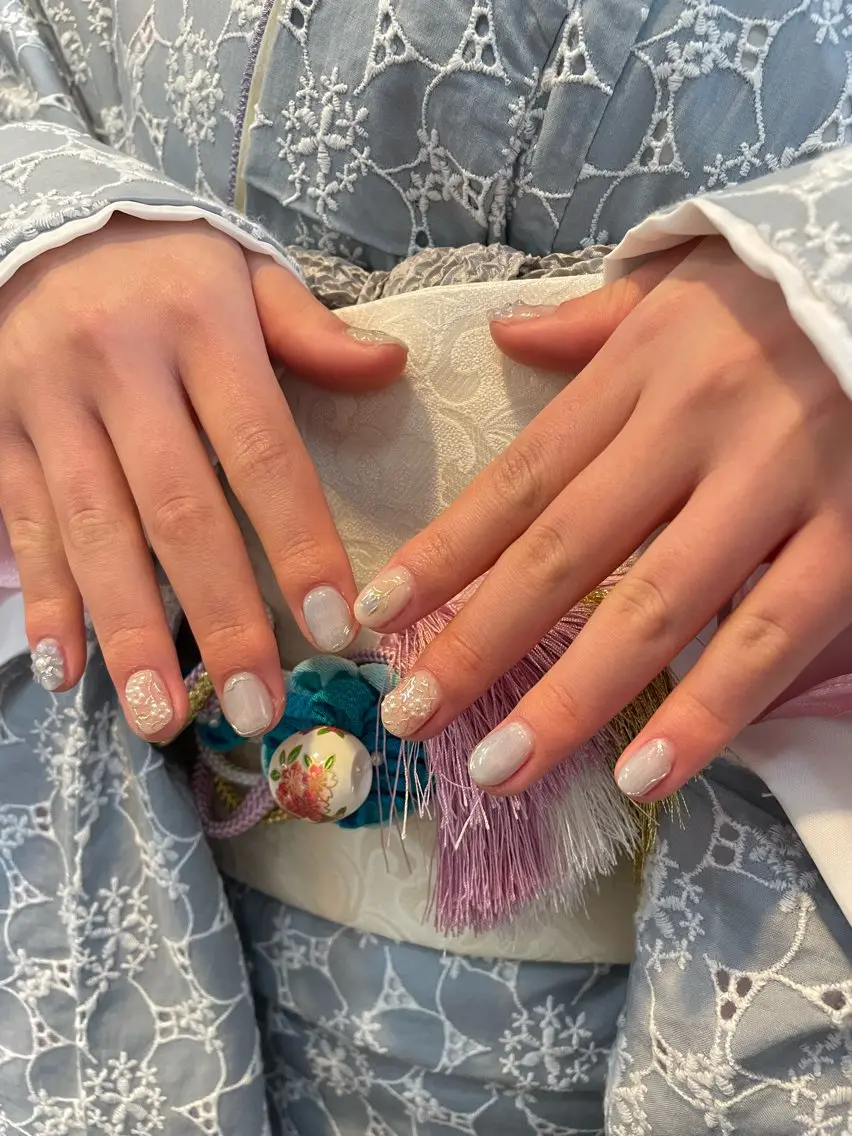 ネイル ハンドネイル ハンドケア はばすみれ🎀ﾈｲﾙ 光ﾌｪｲｼｬﾙ ﾍｱのネイルデザイン