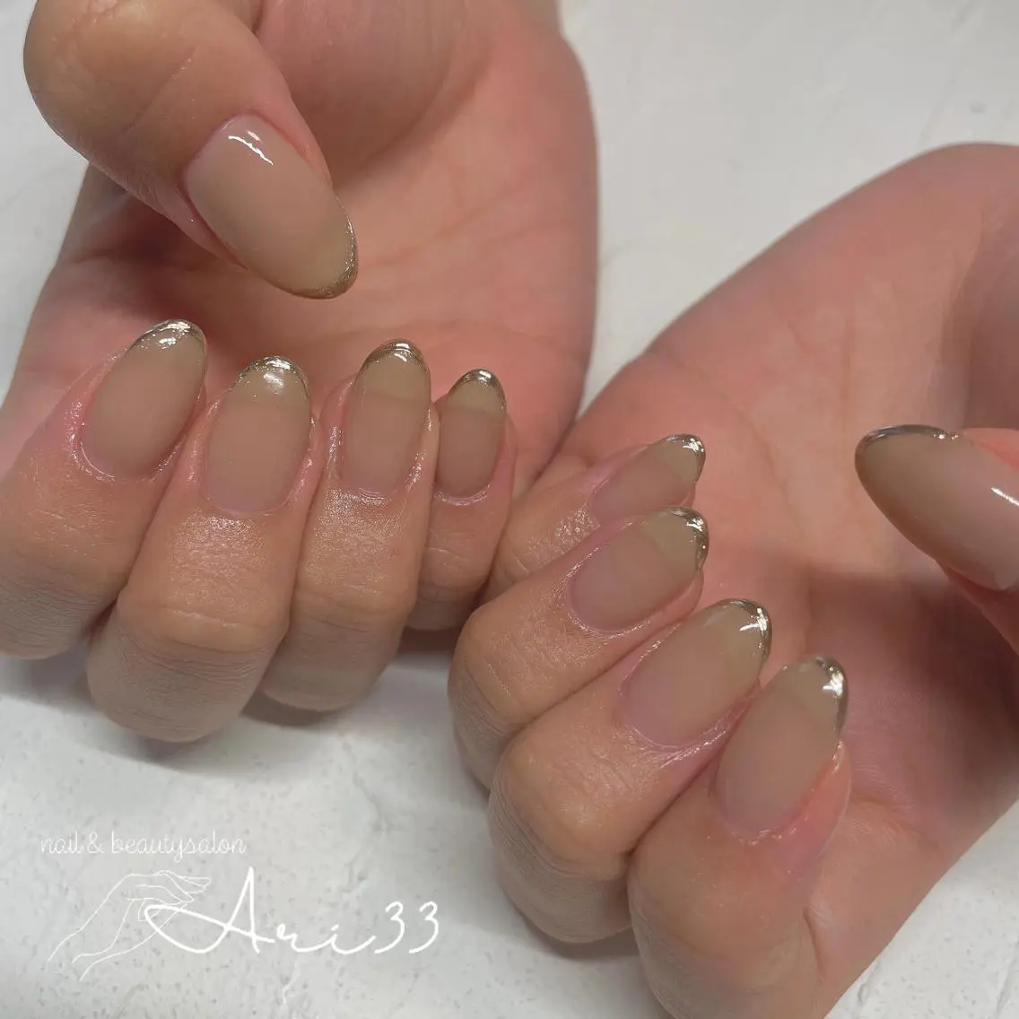 ネイル フレンチネイル ミラーネイル ハンドネイル プライベートサロン Ari33nailのネイルデザイン