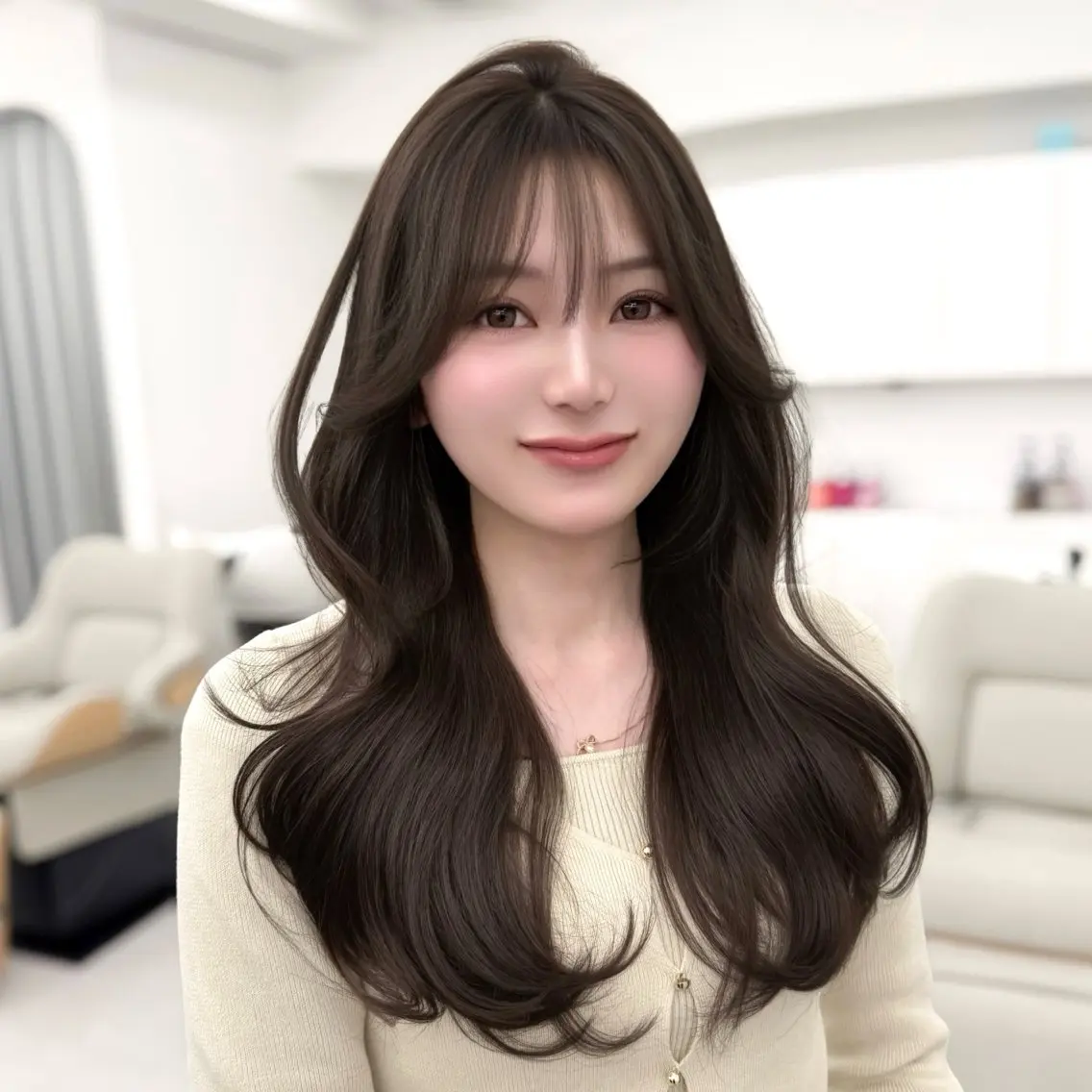 ロング カラー くびれヘア 髪質改善 韓国風ヘア レイヤーカット 似合わせカット カット ヘアカラー トリートメント 韓国ヘア🇰🇷× 髪質改善🫧テルのヘアスタイル
