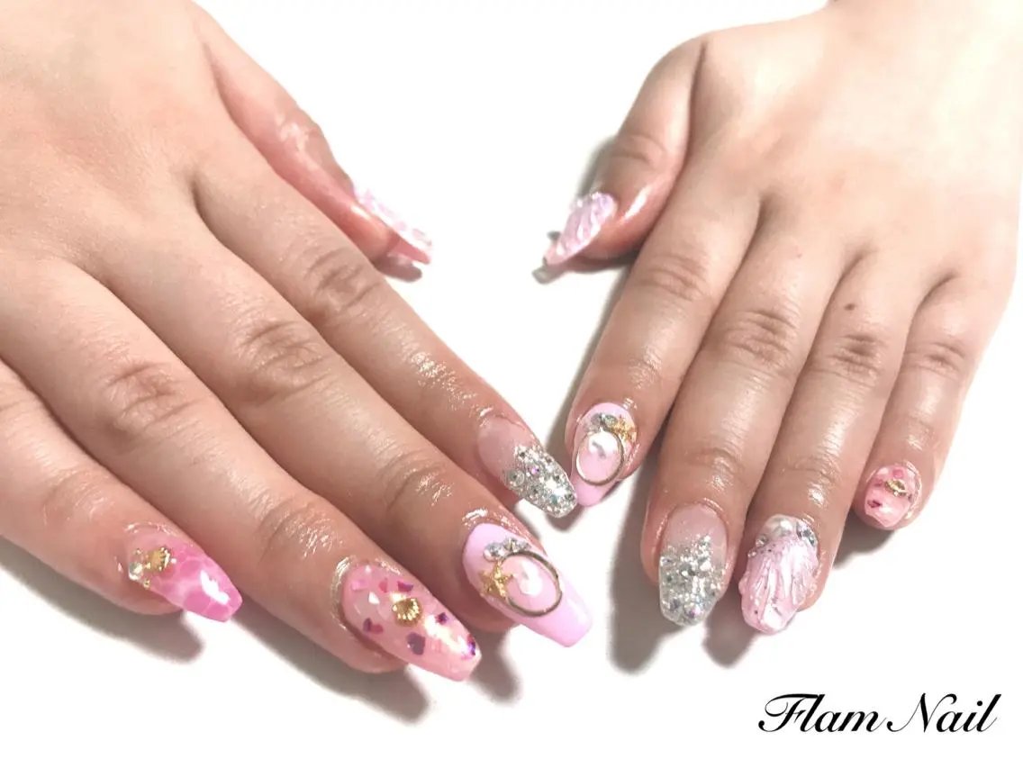 ネイル ピンク Flam Nailのネイルデザイン