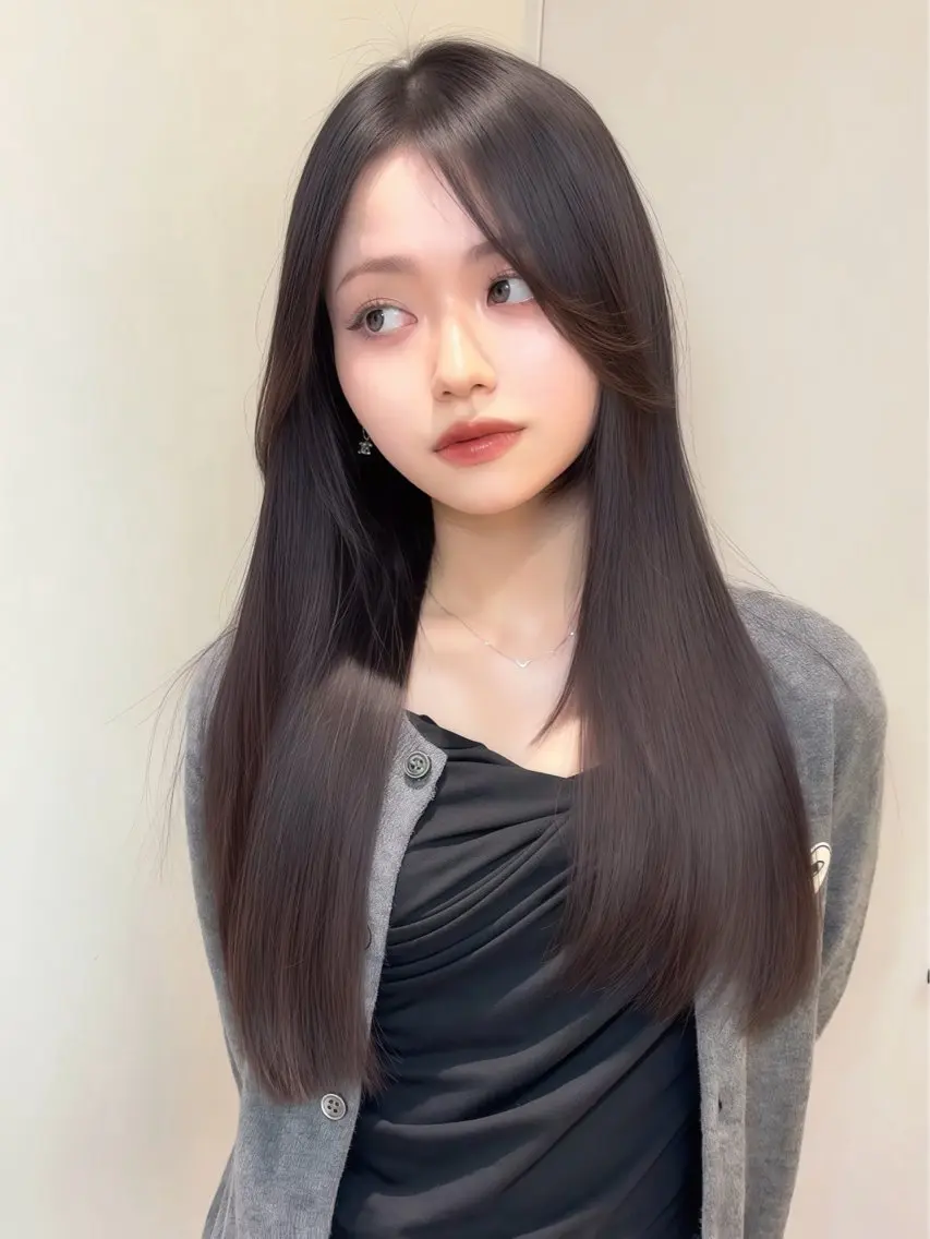 ロング 福岡縮毛矯正✨️ ストレート 向井和輝のヘアスタイル