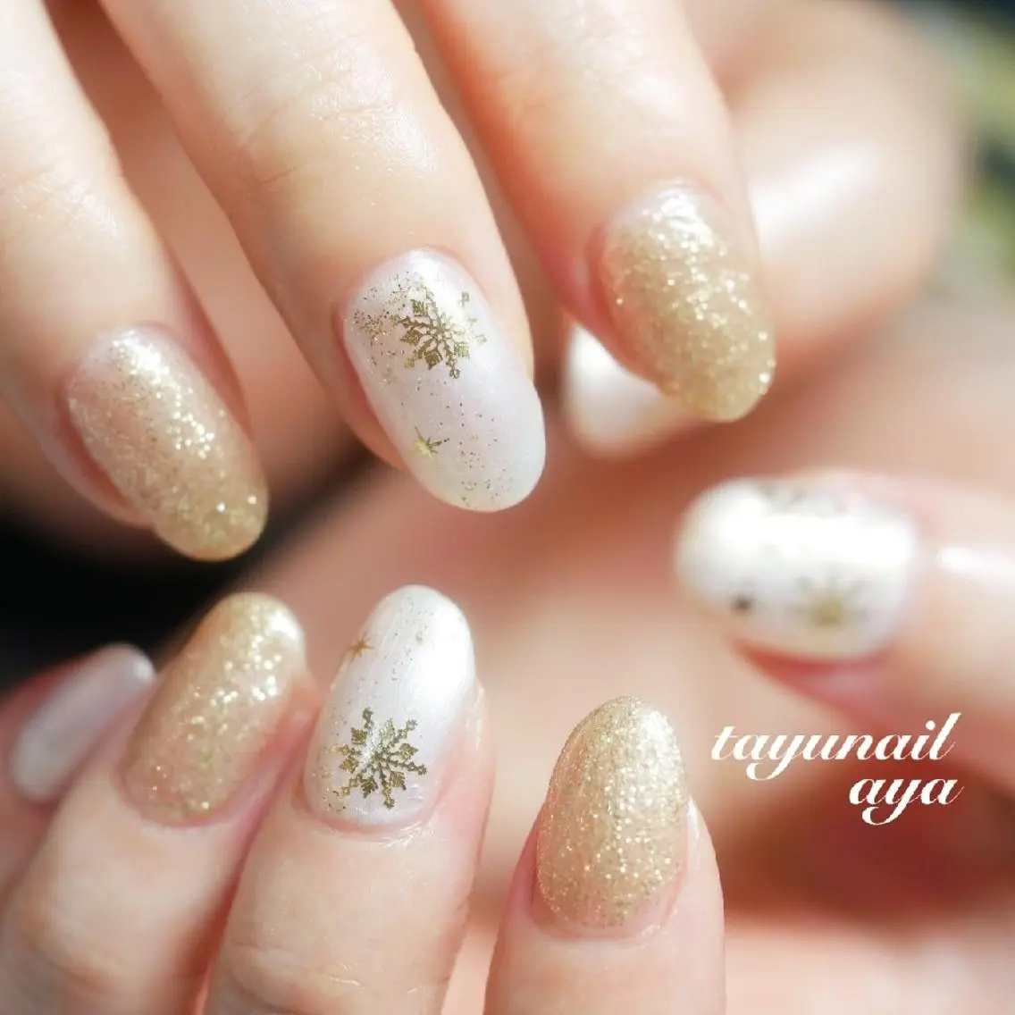 ネイル アートネイル ブルー ジェルネイル ゴールド パラジェル ネイルサロン 【たゆnail】のネイルデザイン