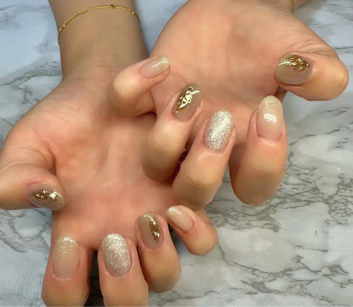 ネイル オーロラネイル ミラーネイル ニュアンスネイル シンプルネイル Mai’s nailのネイルデザイン