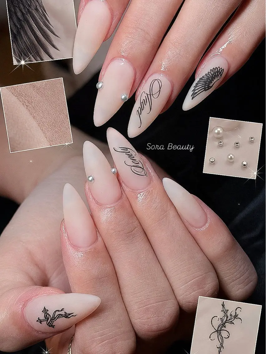 ネイル アートネイル 韓国ネイル ロングネイル シンプルネイル ワンホンネイル Sora NAILのネイルデザイン
