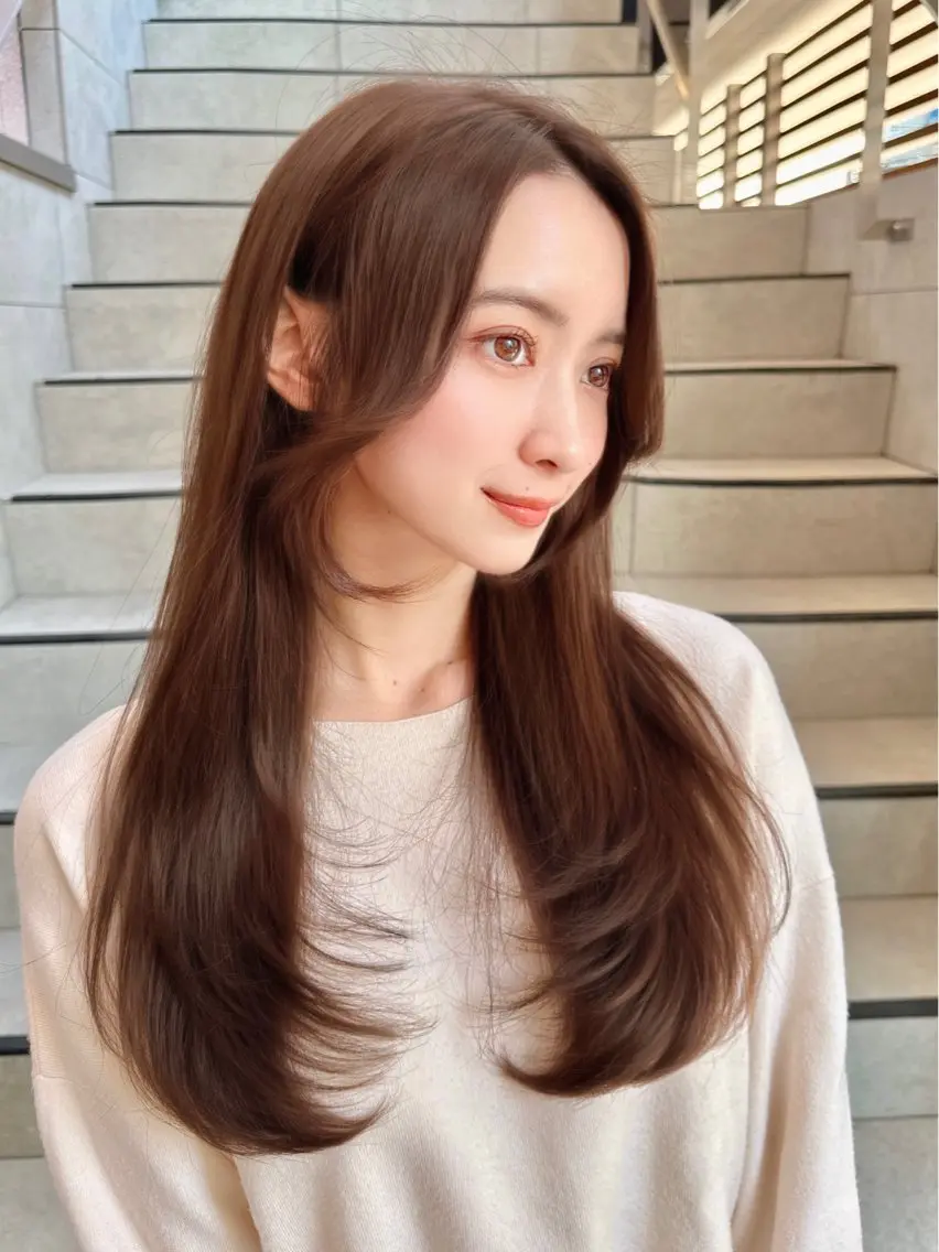 ロング カット ヘアカラー トリートメント 縮毛矯正✨🫧 レイヤー川村利幸のヘアスタイル
