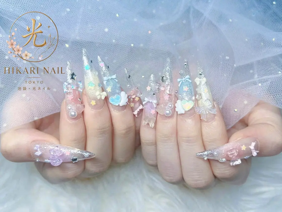 ネイル チークネイル 長さ出し フレンチネイル ガーリー ハロウィン ハンドネイル HikariNail Ikebukuroのネイルデザイン