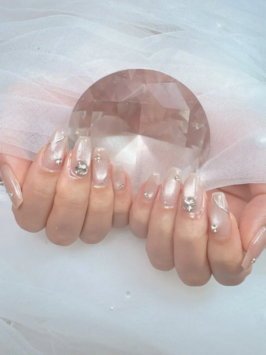 ネイル 長さ出し キラキラネイル ワンホンネイル ハンドネイル Queeens nailのネイルデザイン