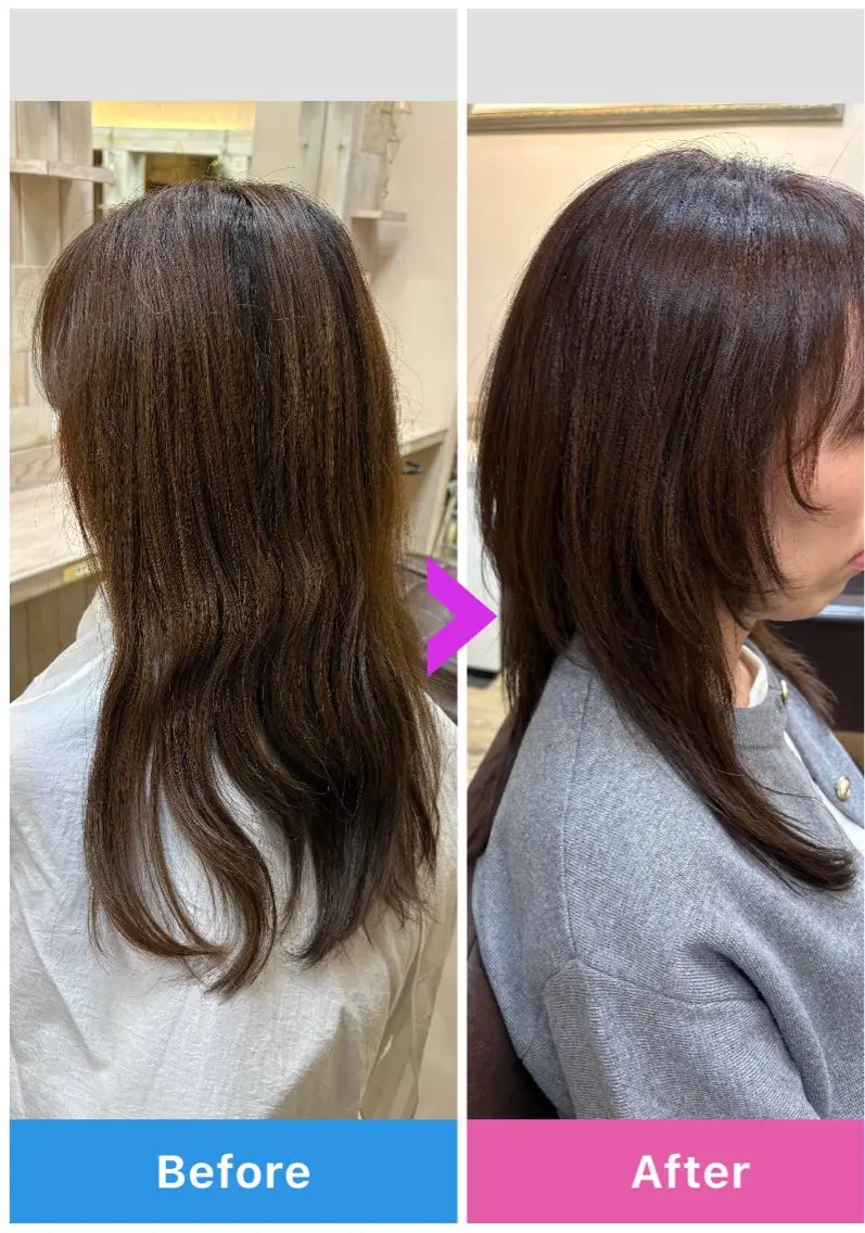 セミロング カラー ブラウンカラー 顔周りカット ウルフカット 山田 美月のヘアスタイル